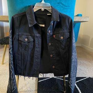 Levi’s studded fringe black jean jacket